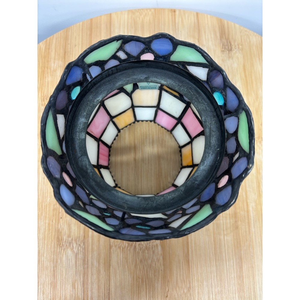 PartyLite Stained Glass Hydrangea Tiffany Style Tea Light Candle Lamp Shade - Picture 5 of 10